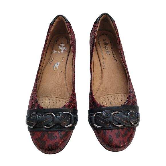 Soft Sport Maroon and Black Snakeskin print flats, sz. 7 - Picture 1 of 5